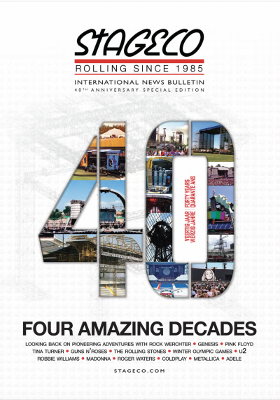 In 2025, Stageco proudly celebrates 40 years of innovation in staging and event infrastructure. From local beginnings to becoming a global leader, our journey has been defined by creativity, precision, and teamwork.
Join us as we look back on four decades of iconic projects — from legendary world tours and major festivals to technically daring productions that shaped the live entertainment industry.
This special anniversary edition honors our heritage while looking forward to the next era of engineering innovation.